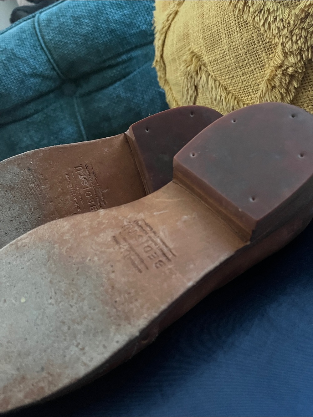 BED|STU Brown Leather T-Strap Brogue Flats - Picture 4 of 5